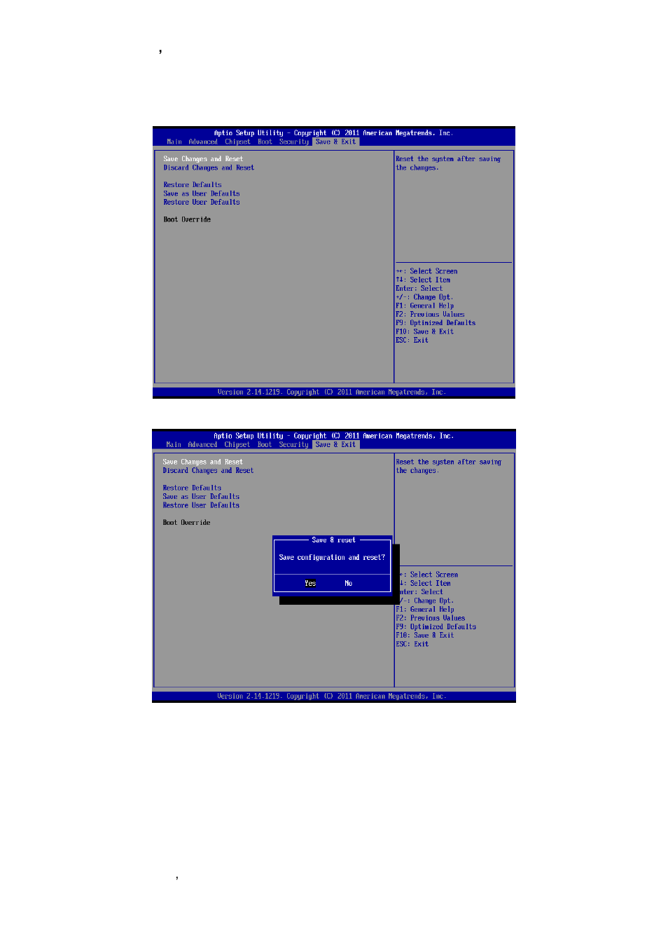 Save & exit, Save changes and reset | Avalue ENX-CDD User Manual | Page 42 / 54