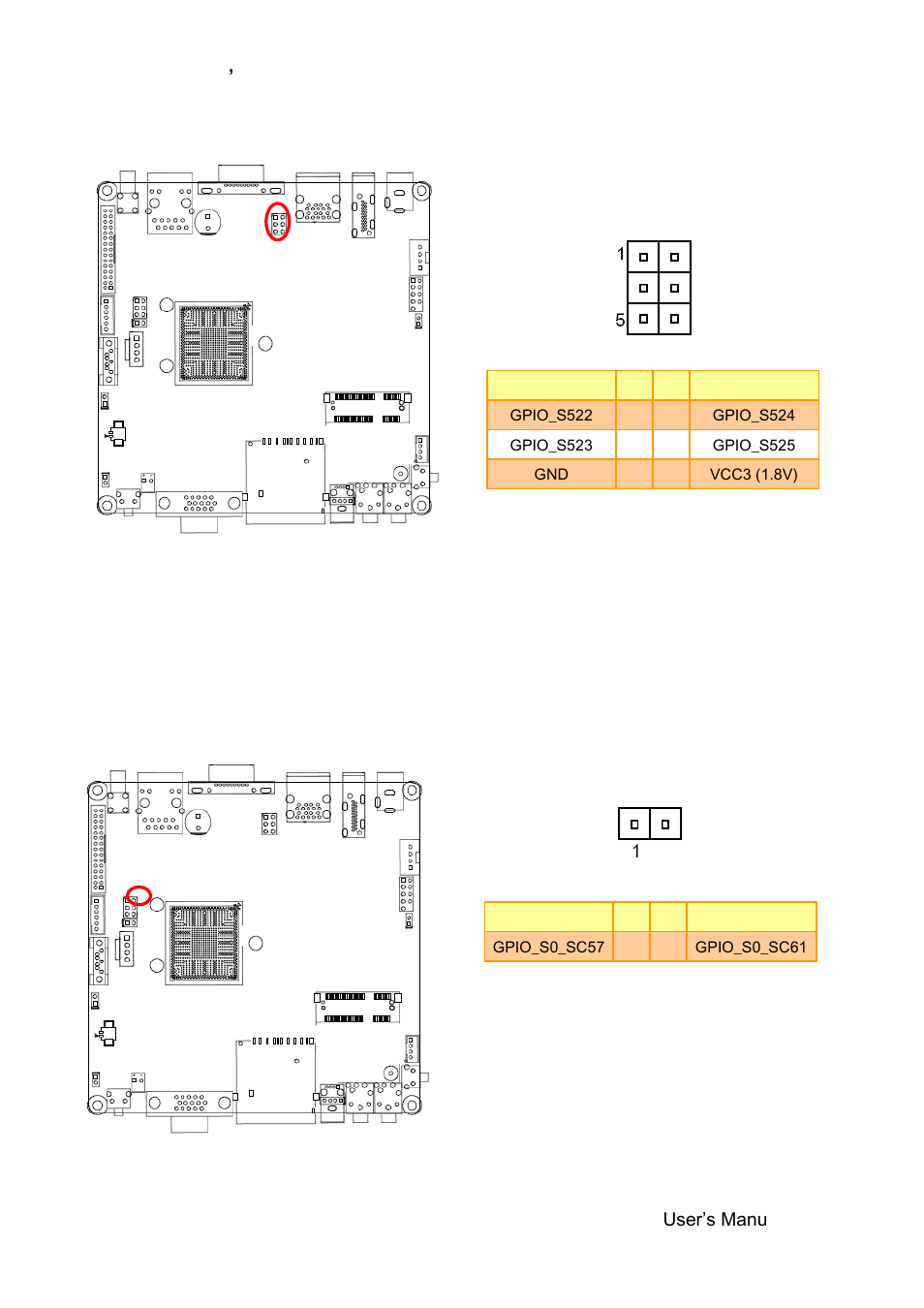 General purpose i/o connector (gpio1), Debug connector (jdebug) | Avalue SENX-BYT User Manual | Page 25 / 118