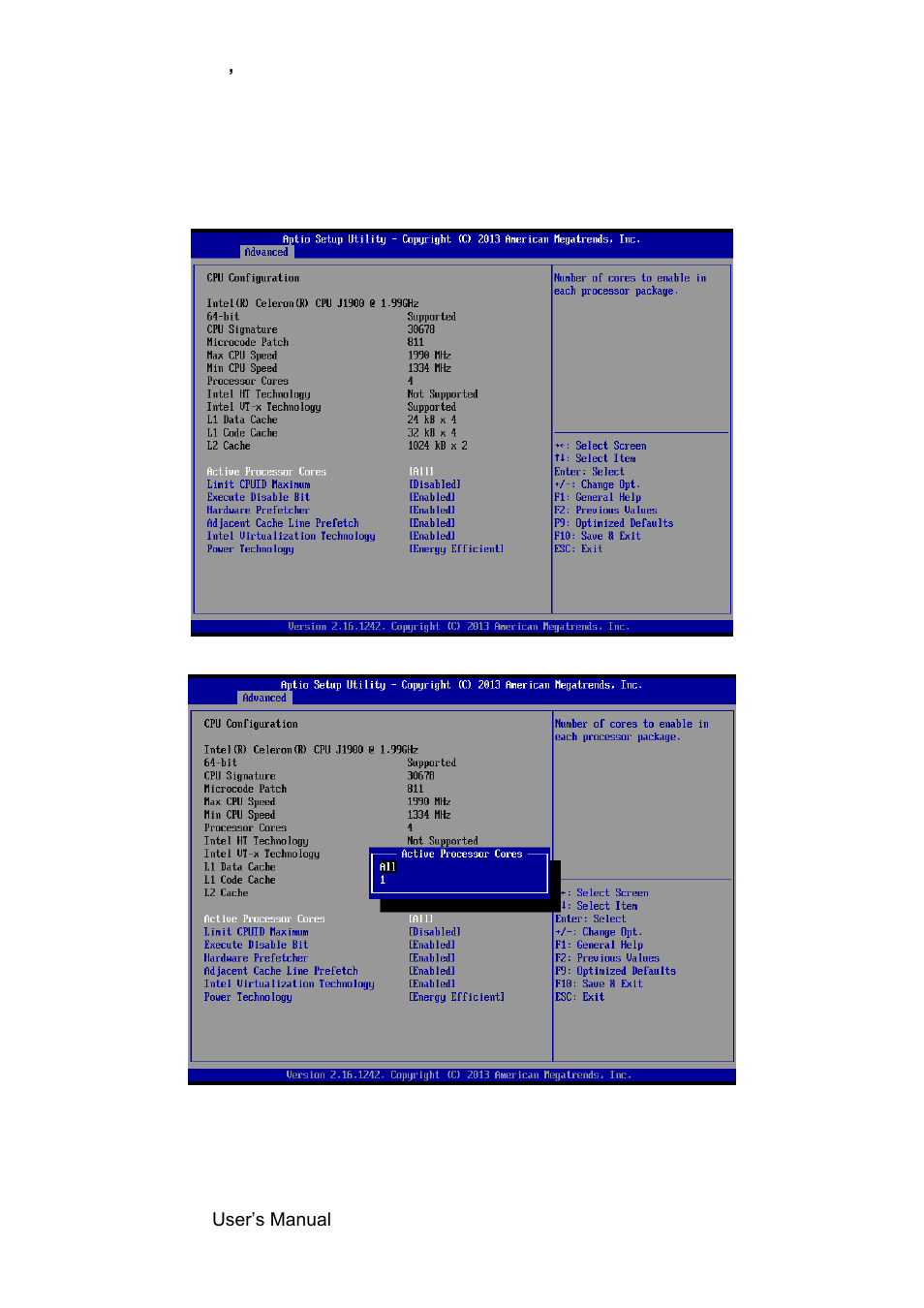 Cpu configuration | Avalue SENX-BYT User Manual | Page 44 / 118