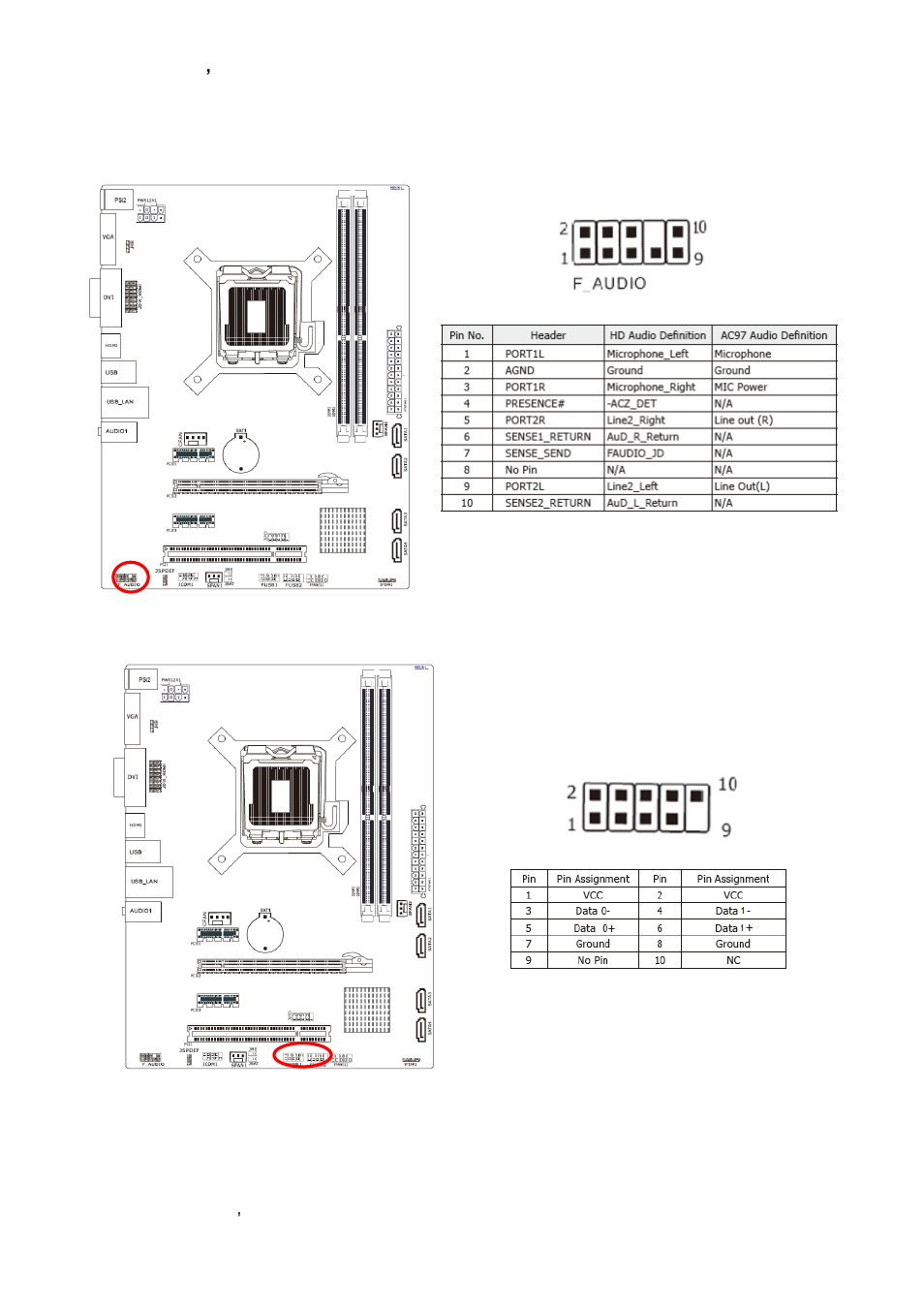 Front panel audio connection header (f_audio), Additional usb ports (fusb1/fusb2) | Avalue ERX-H61 User Manual | Page 10 / 39