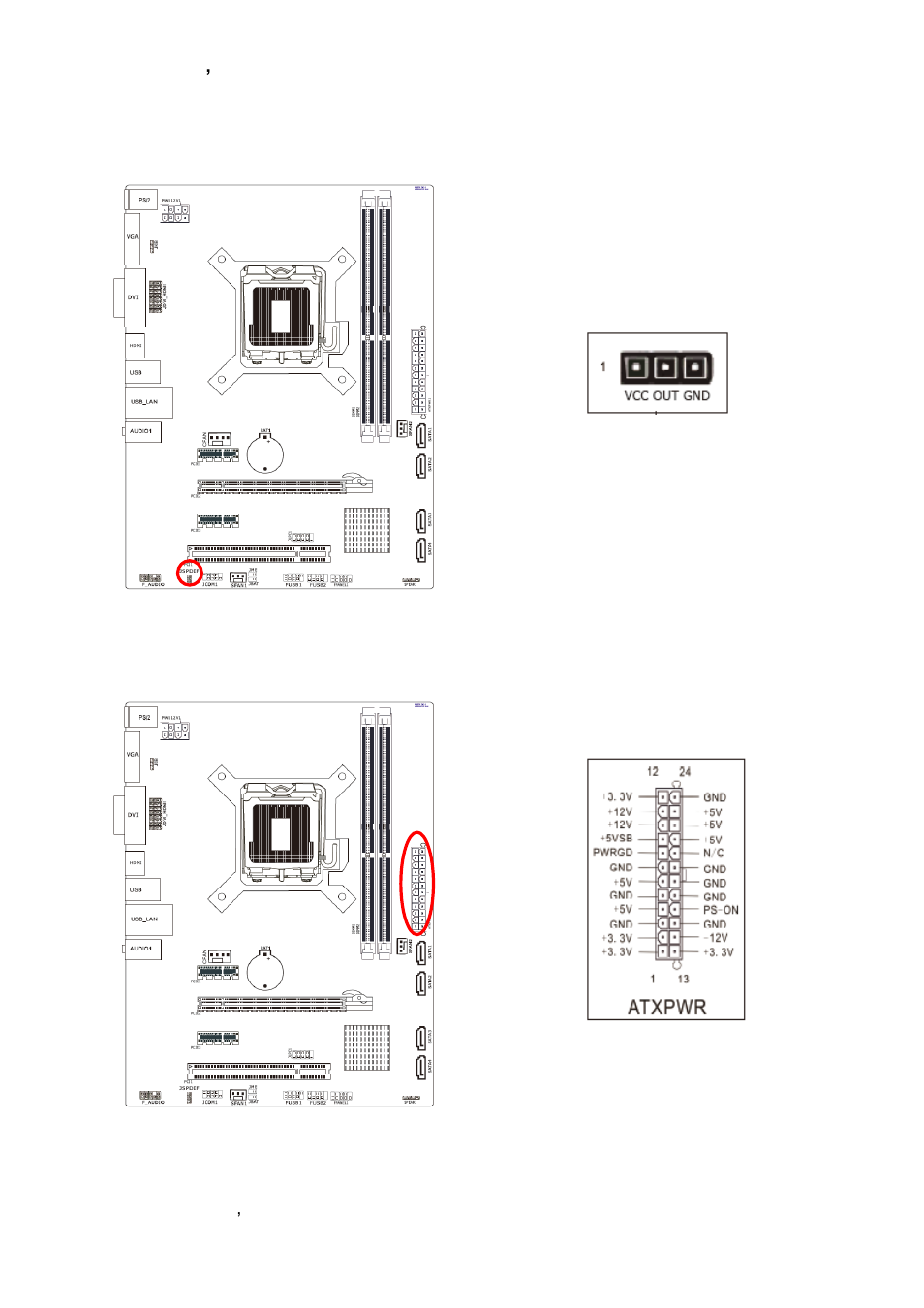 S/pdif output connector (optional), Atx power connector (atxpwr) | Avalue ERX-H61 User Manual | Page 12 / 39