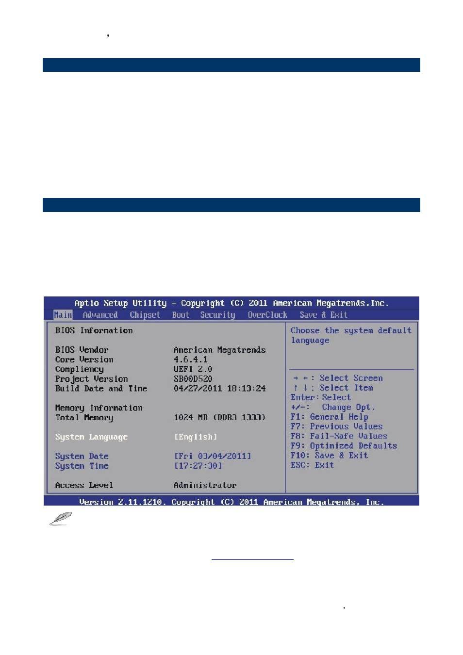 In case of problems, Bios setting, 1 main menu | Avalue ERX-H61 User Manual | Page 17 / 39