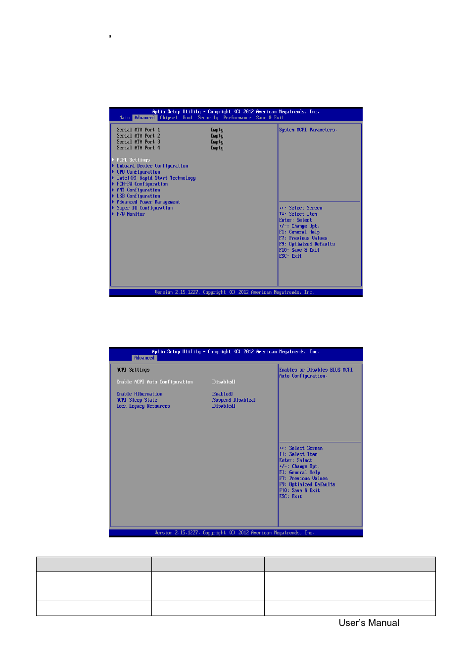 Advanced bios settings, Acpi settings | Avalue ERX-B75 User Manual | Page 29 / 56