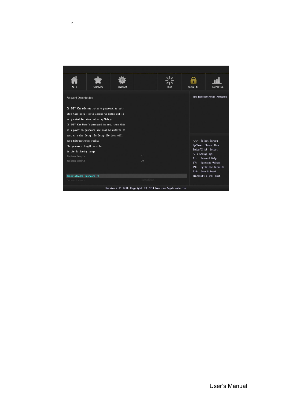 Security, Administrator password | Avalue SEAX-H81 User Manual | Page 47 / 60