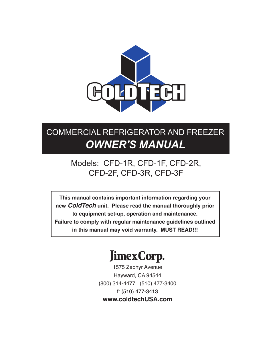 ColdTech CFD-2F User Manual | 12 pages