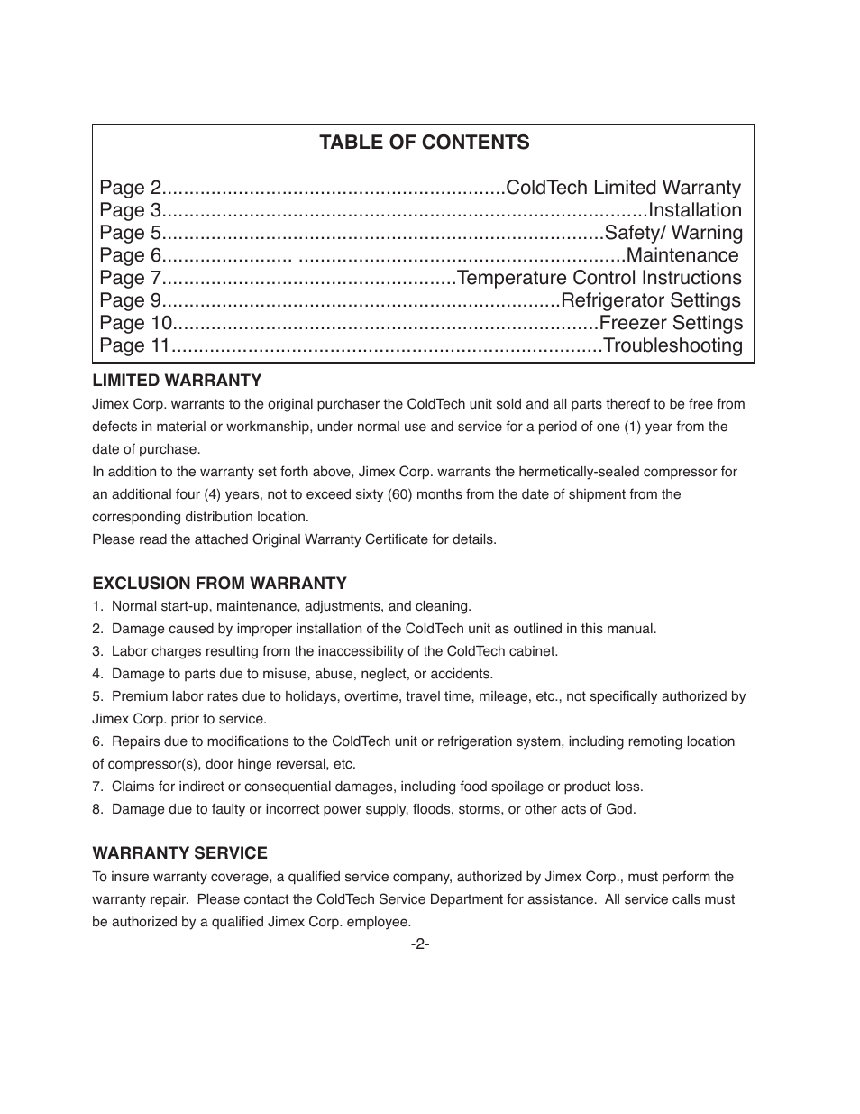 ColdTech CFD-2F User Manual | Page 2 / 12