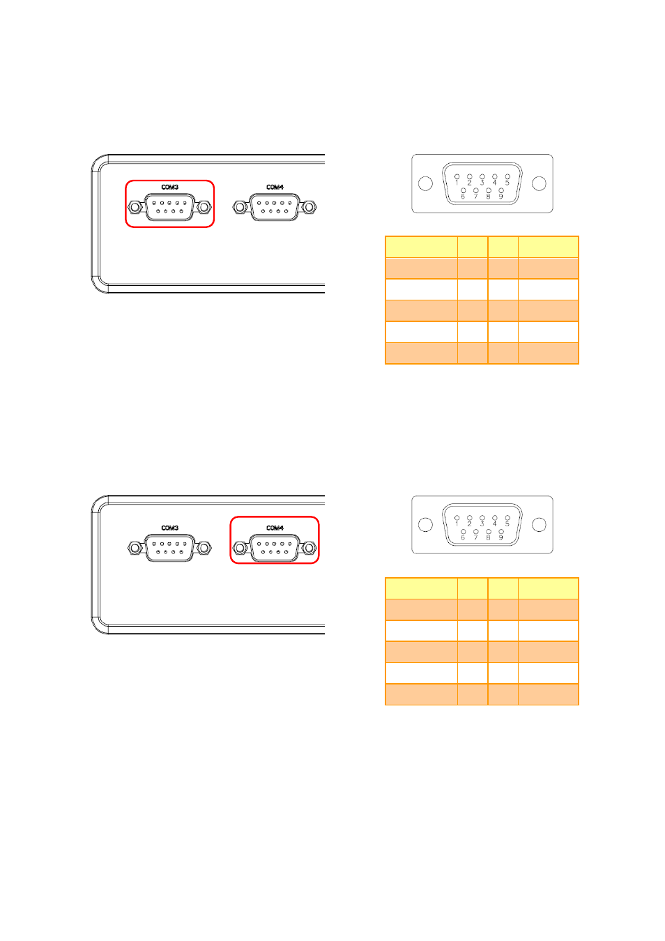 External serial port 3 connector (com3), External serial port 4 connector (com4) | Avalue EPC-BYT User Manual | Page 12 / 18