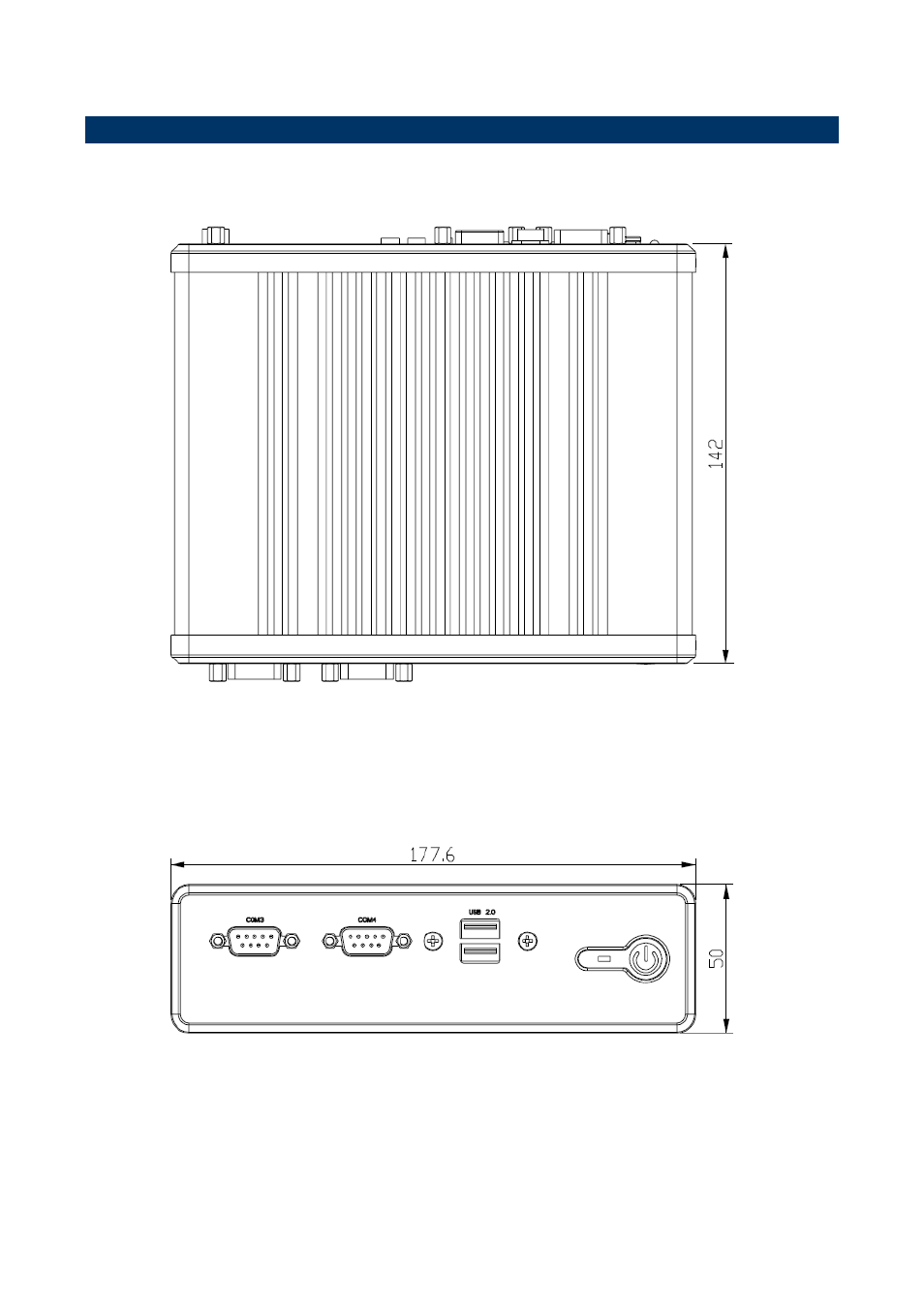System dimensions, Front & top view | Avalue EPC-BYT User Manual | Page 9 / 18