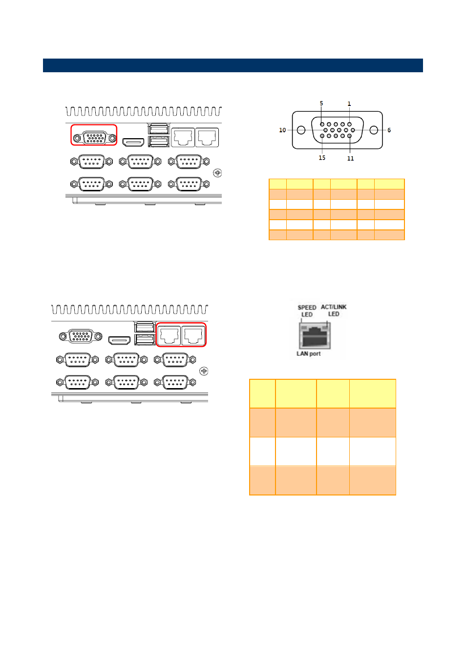 Sepc-cdt connector mapping, Vga connector (vga), Gigabit lan (rj-45) connector (lan) | Avalue SEPC-CDT User Manual | Page 11 / 14