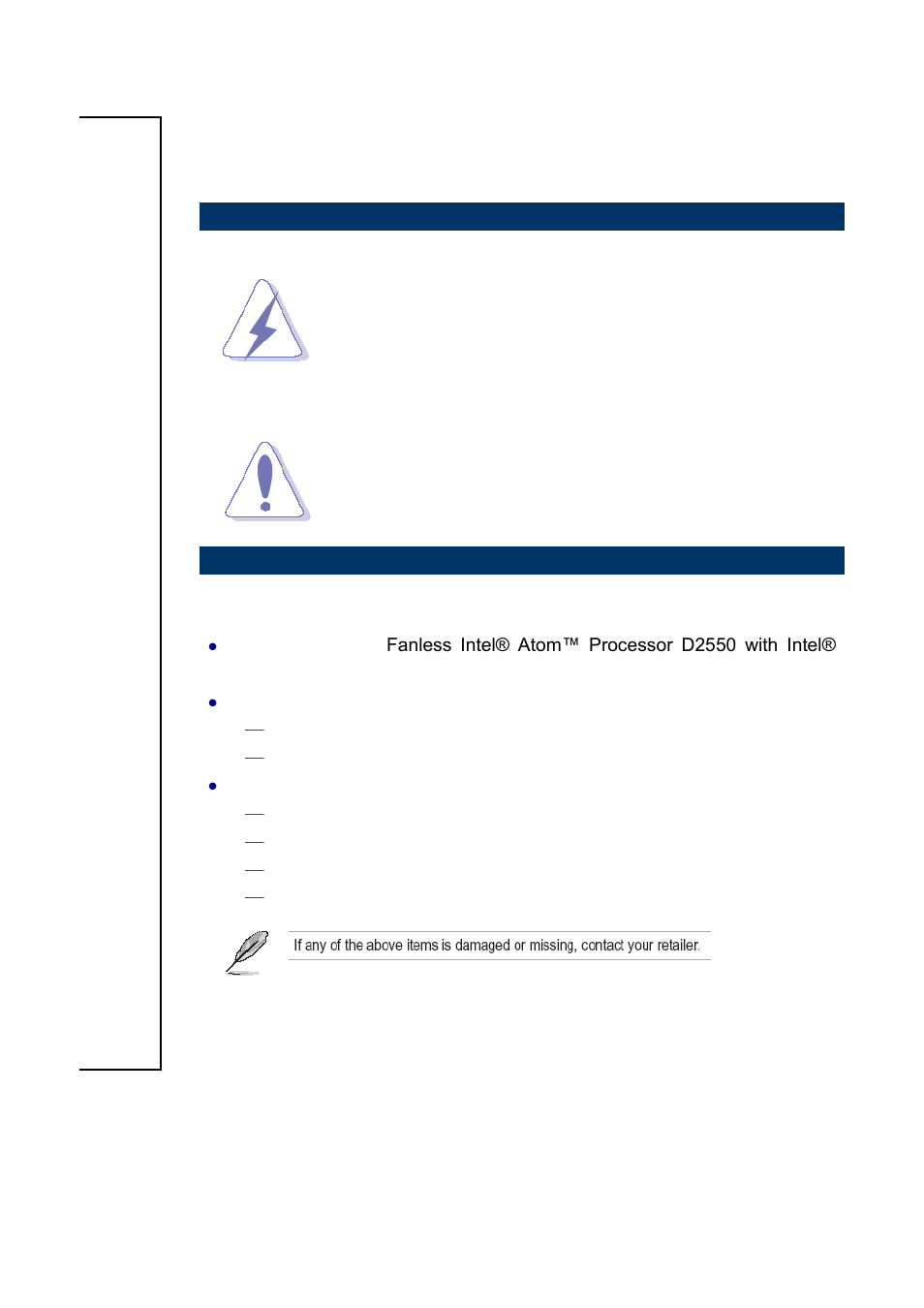 Getting started, Safety precautions, Packing list | Avalue SEPC-CDT User Manual | Page 4 / 14