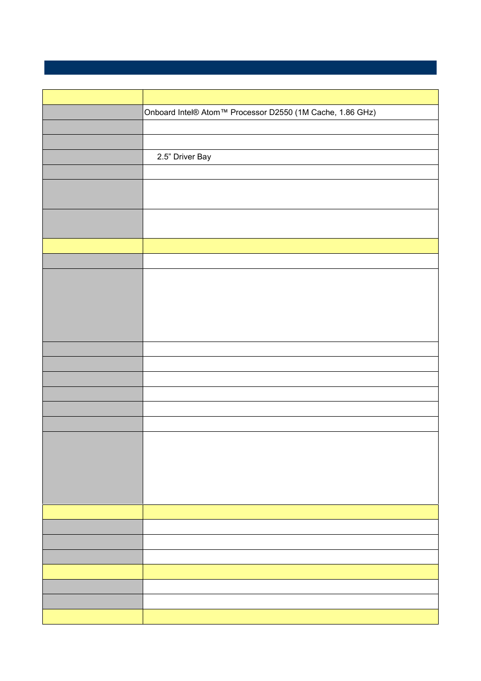 System specifications, 3 system specifications | Avalue SEPC-CDT User Manual | Page 5 / 14