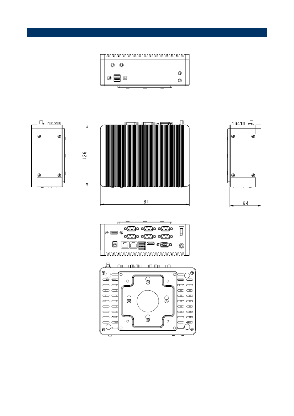 System dimensions, Front & top view | Avalue SEPC-CDT User Manual | Page 9 / 14