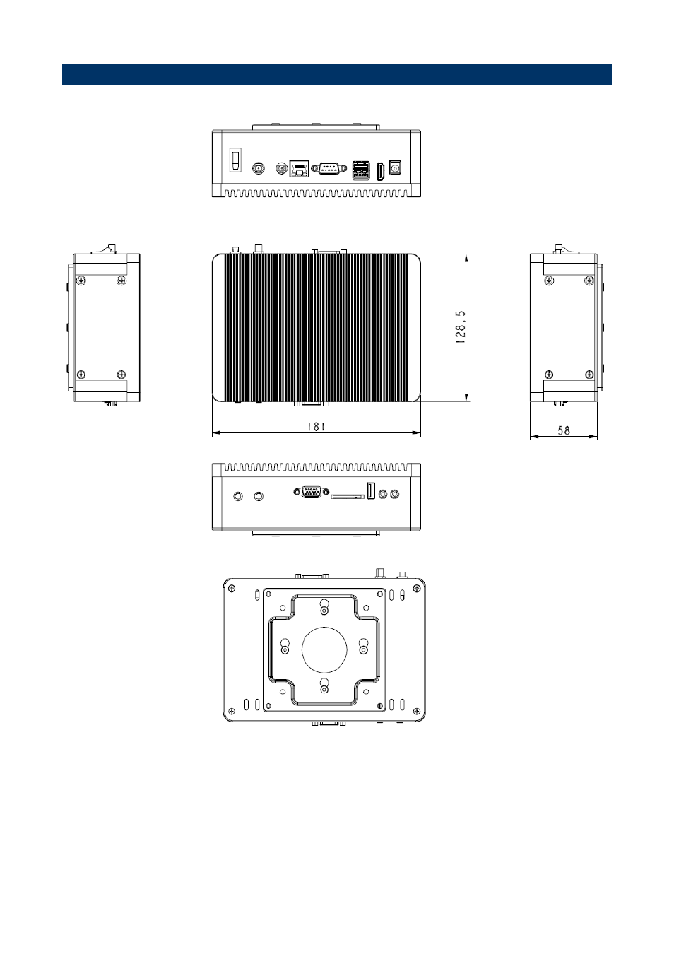 System dimensions, Front & top view | Avalue SEPC-BYT User Manual | Page 10 / 15