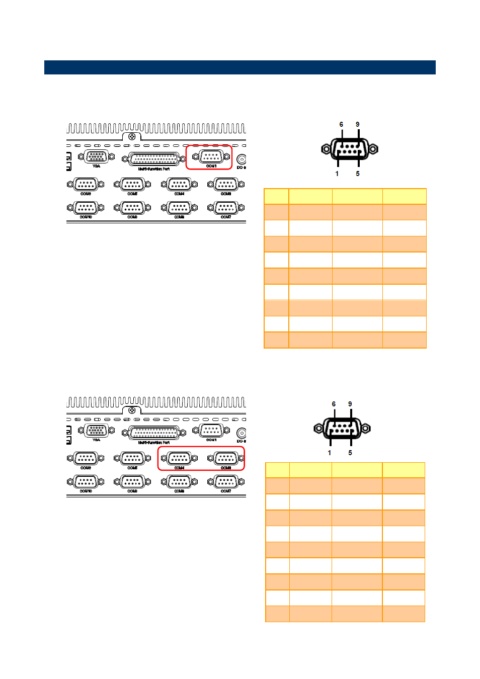 Ers-byte connector mapping, External serial port 1 connector (com1), External serial port 3/4 connector (com3/4) | 1 ers-byte connector mapping | Avalue ERS-BYTE-10COM User Manual | Page 12 / 30