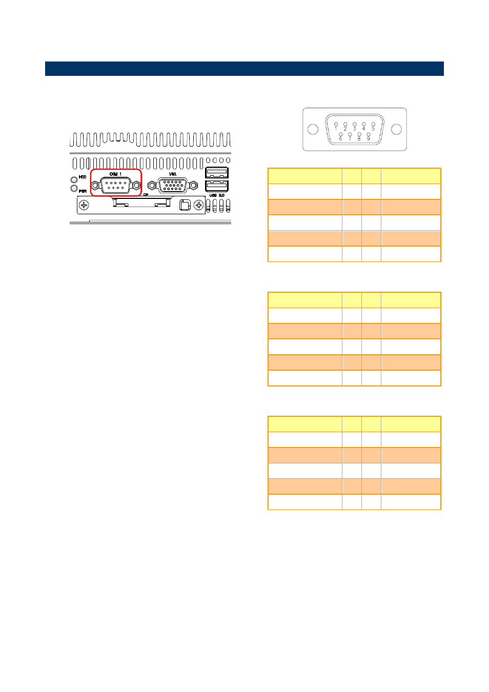 Ers-byt connector mapping, Serial port 1 connector (com1), 1 ers-byt connector mapping | Avalue ERS-BYT User Manual | Page 10 / 14