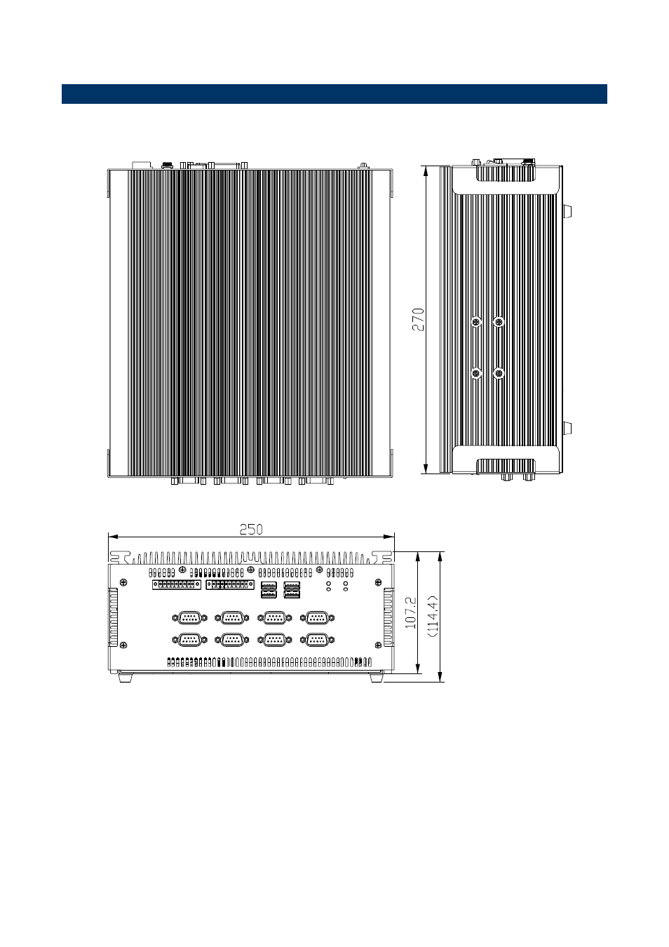 System dimensions, Front & top view | Avalue EPS-QM87 User Manual | Page 10 / 35