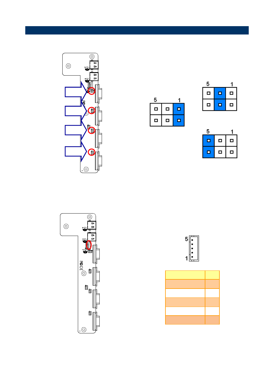 Aux-m01 jumpers & connectors settings, Com 3/4/5/6 pin 9 signal select (jri3/4/5/6), Usb connector (usb3) | 6 aux-m01 jumpers & connectors settings | Avalue EMS-BYT User Manual | Page 36 / 85