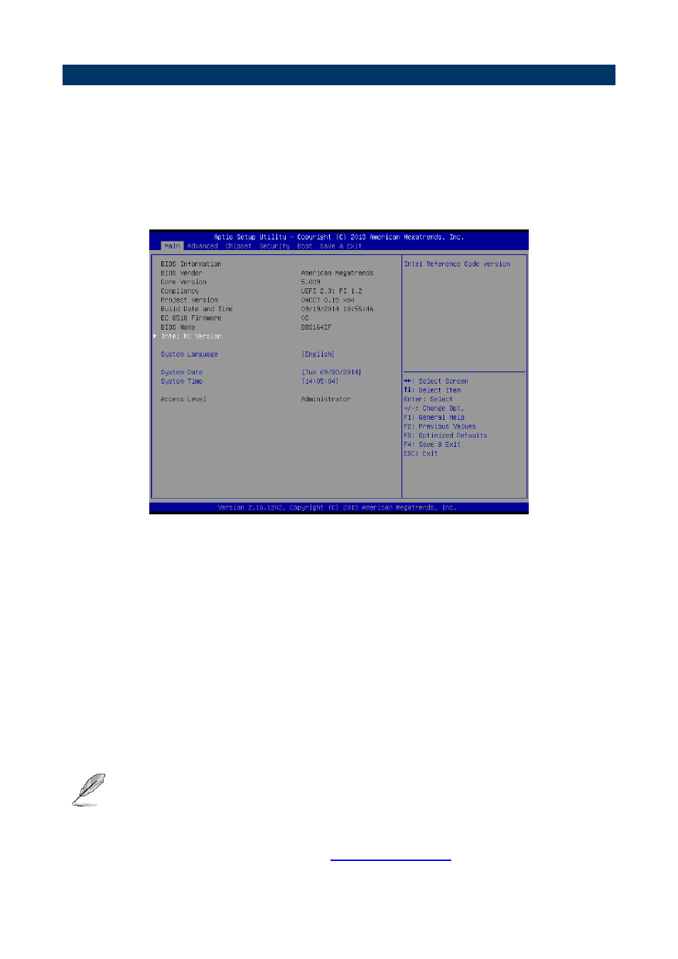 Bios setup, Main menu, System language | System date, System time | Avalue EMS-BYT User Manual | Page 51 / 85
