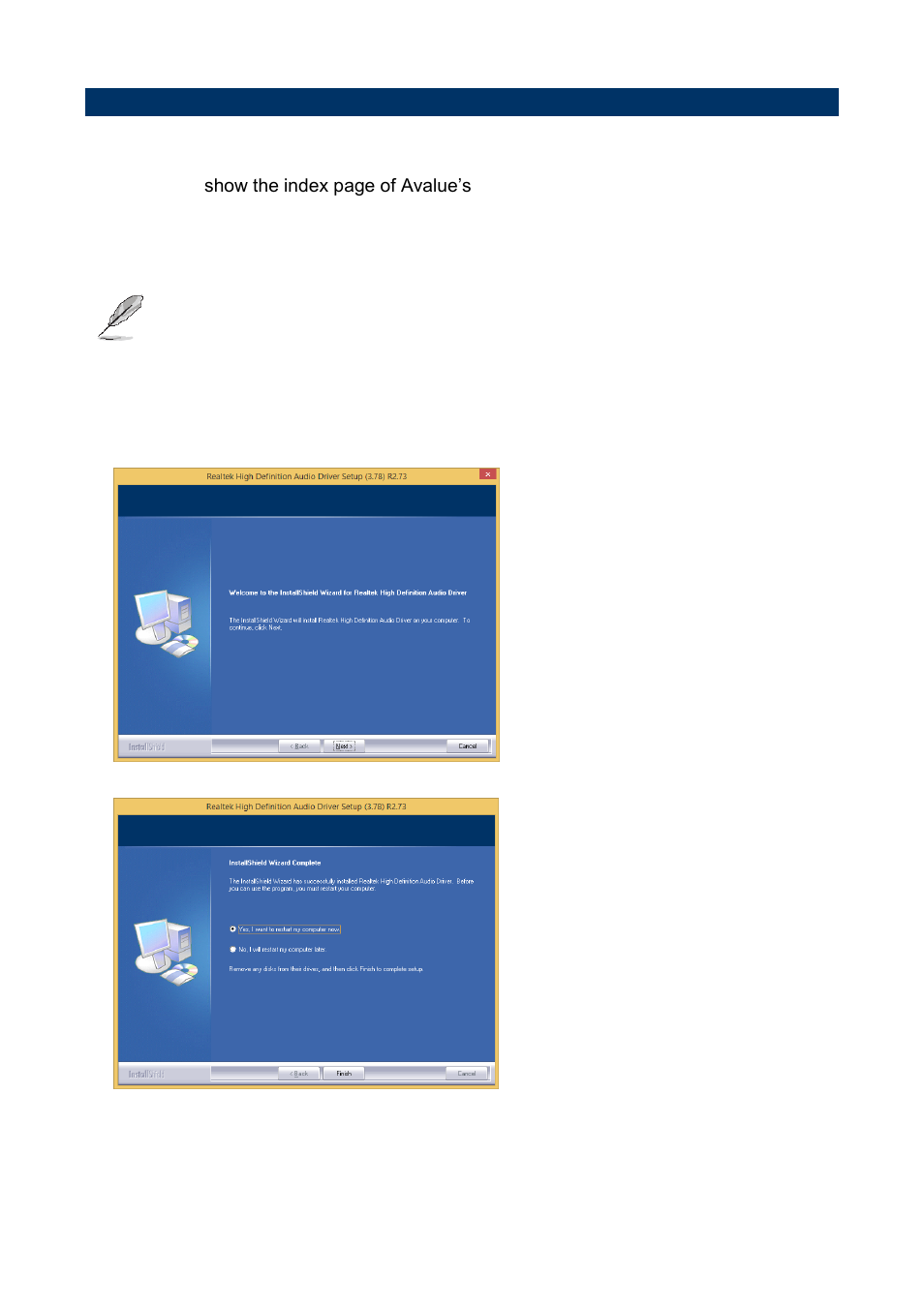 Install audio driver (for realtek alc892) | Avalue EMS-BYT User Manual | Page 84 / 85