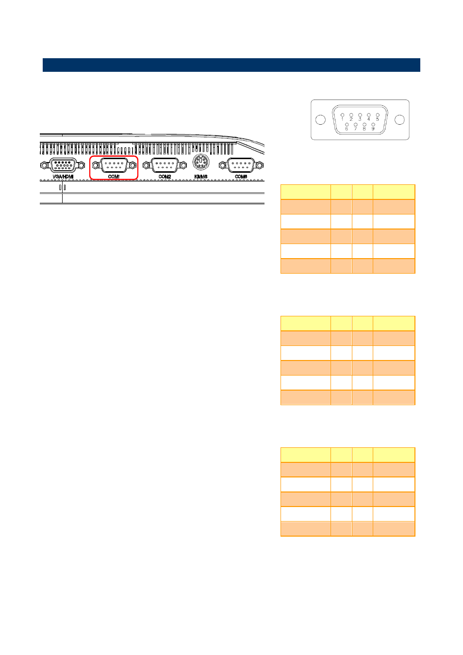 Rity120 connector mapping, External serial port 1 connector (com1), 1 rity120 connector mapping | Avalue RITY120 User Manual | Page 11 / 16