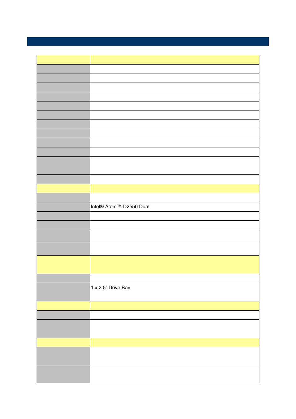 System specifications, 3 system specifications | Avalue RITY150 User Manual | Page 5 / 16