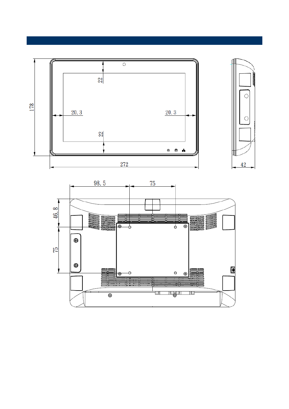 System dimensions | Avalue RITY102 User Manual | Page 8 / 11