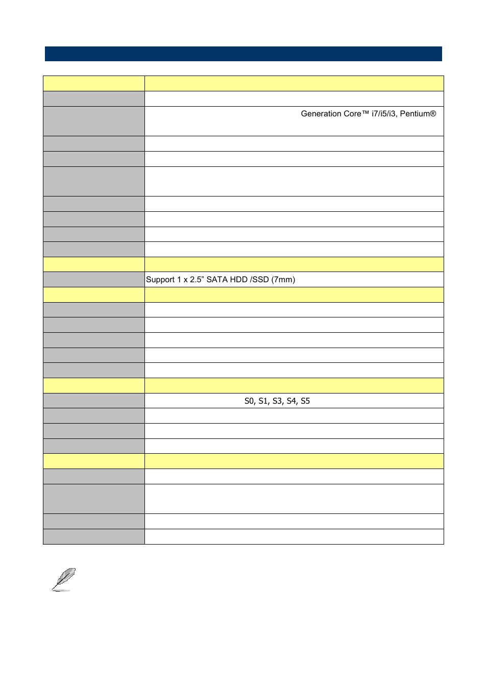 System specifications, 3 system specifications | Avalue SOPM-HM65 User Manual | Page 5 / 12