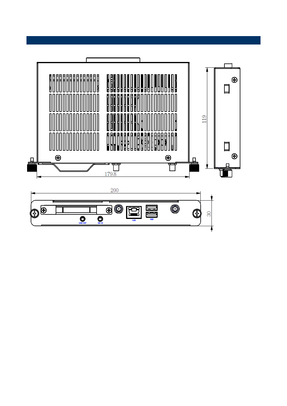 System dimensions, Front & top view | Avalue SOPM-HM65 User Manual | Page 7 / 12
