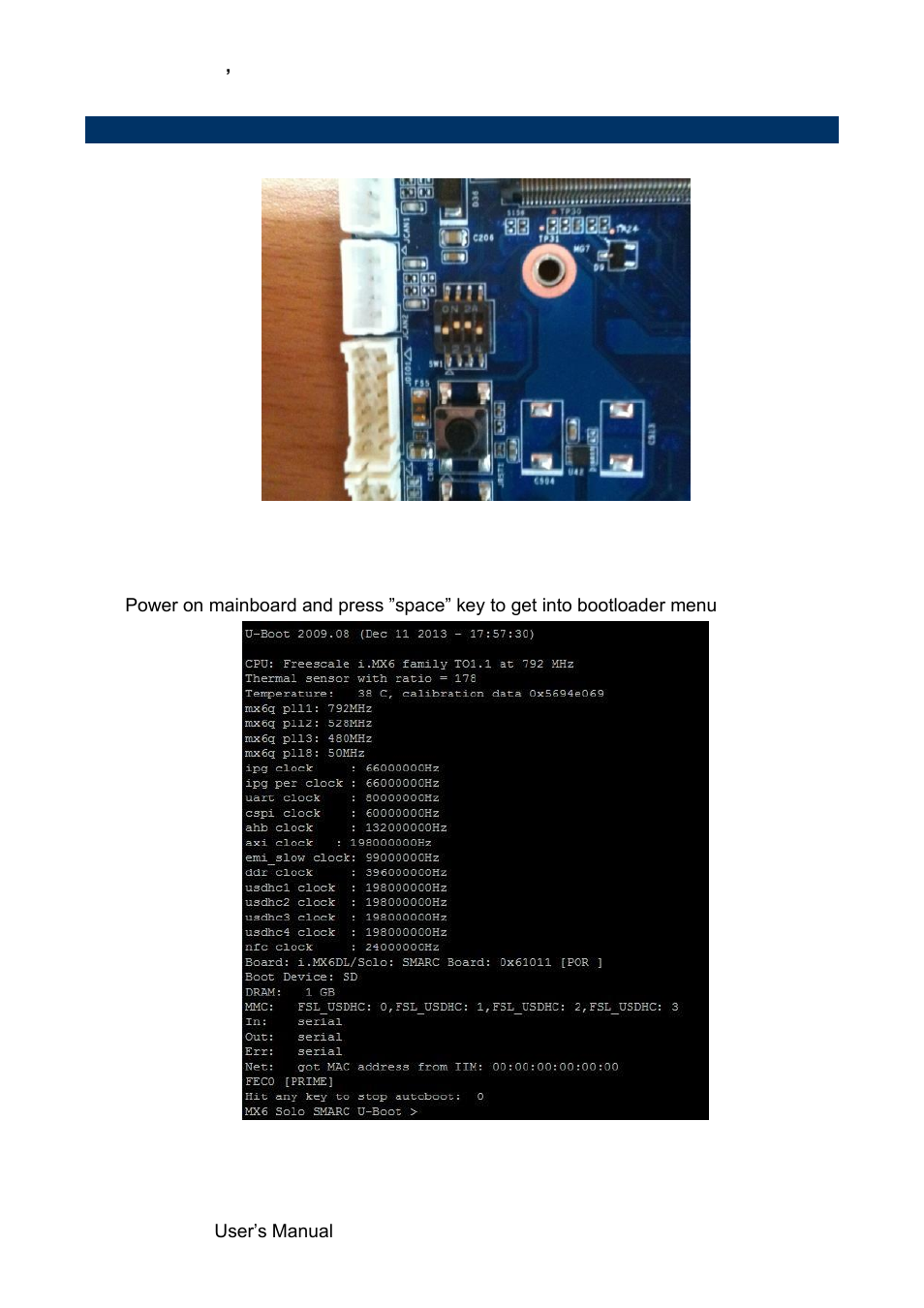 Bootloader settings for booting from sd card | Avalue SMA-IMX6 User Manual | Page 22 / 33
