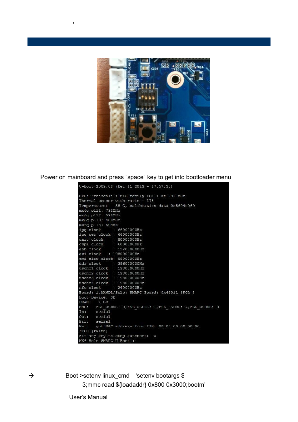 Bootloader settings for booting from onboard emmc | Avalue SMA-IMX6 User Manual | Page 24 / 33