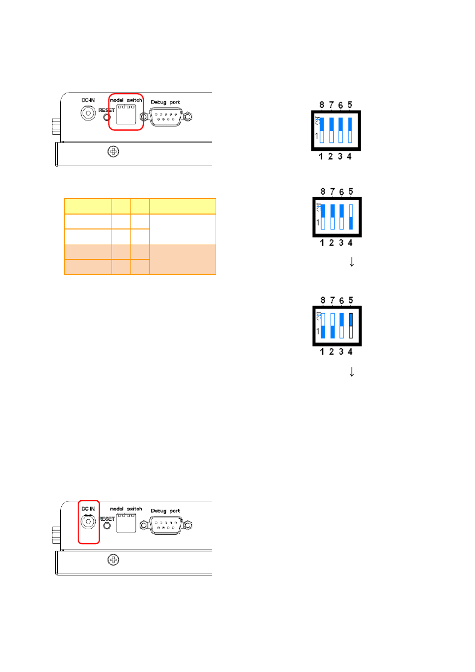 Boot mode selector, Dc power-in connector (dc-in) | Avalue FPC-08R1 User Manual | Page 10 / 12