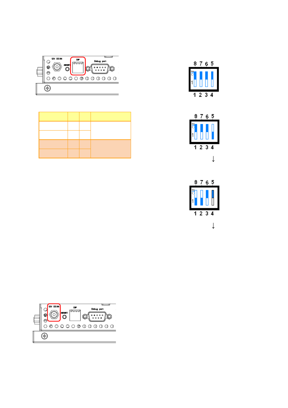 Boot mode selector (dip), Dc power-in connector (dc-in) | Avalue FPC-05R1 User Manual | Page 11 / 12