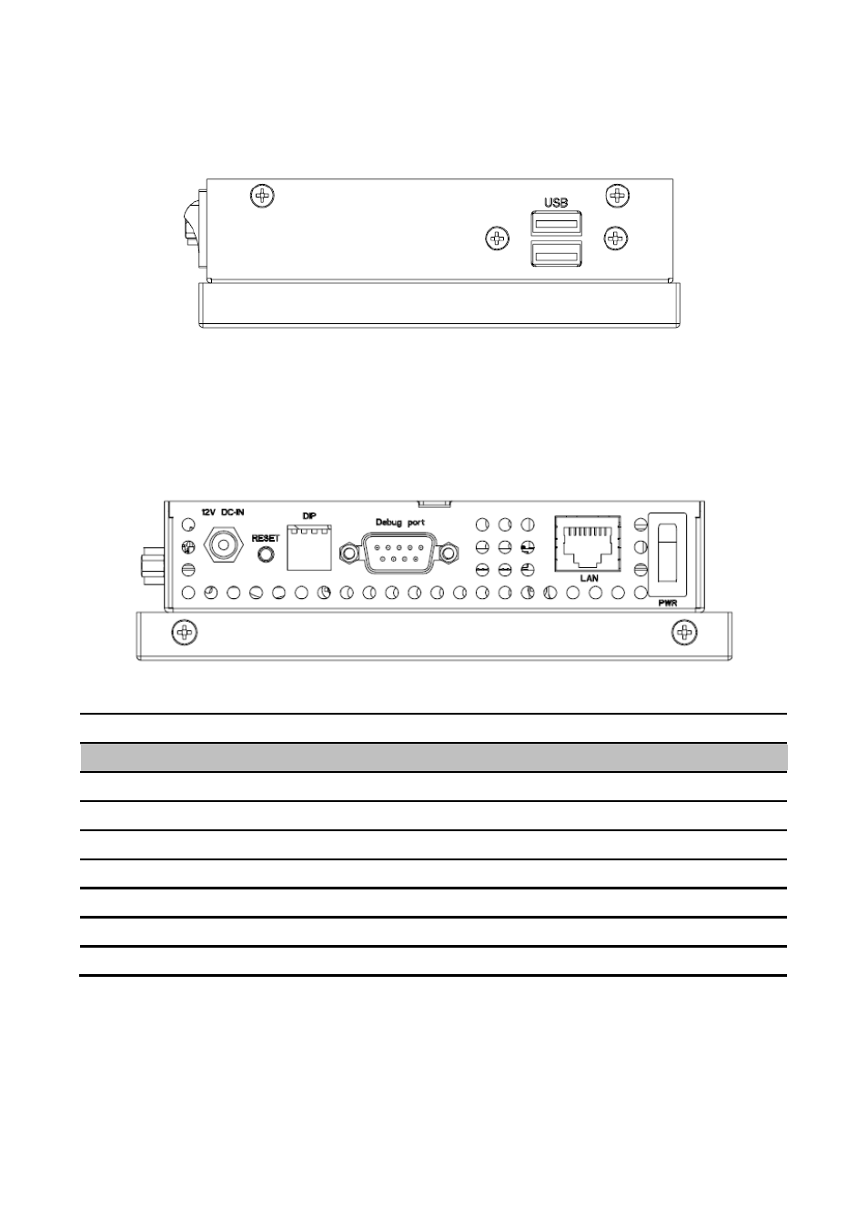 Left side view, Rear view, Connectors | Avalue FPC-05R1 User Manual | Page 7 / 12