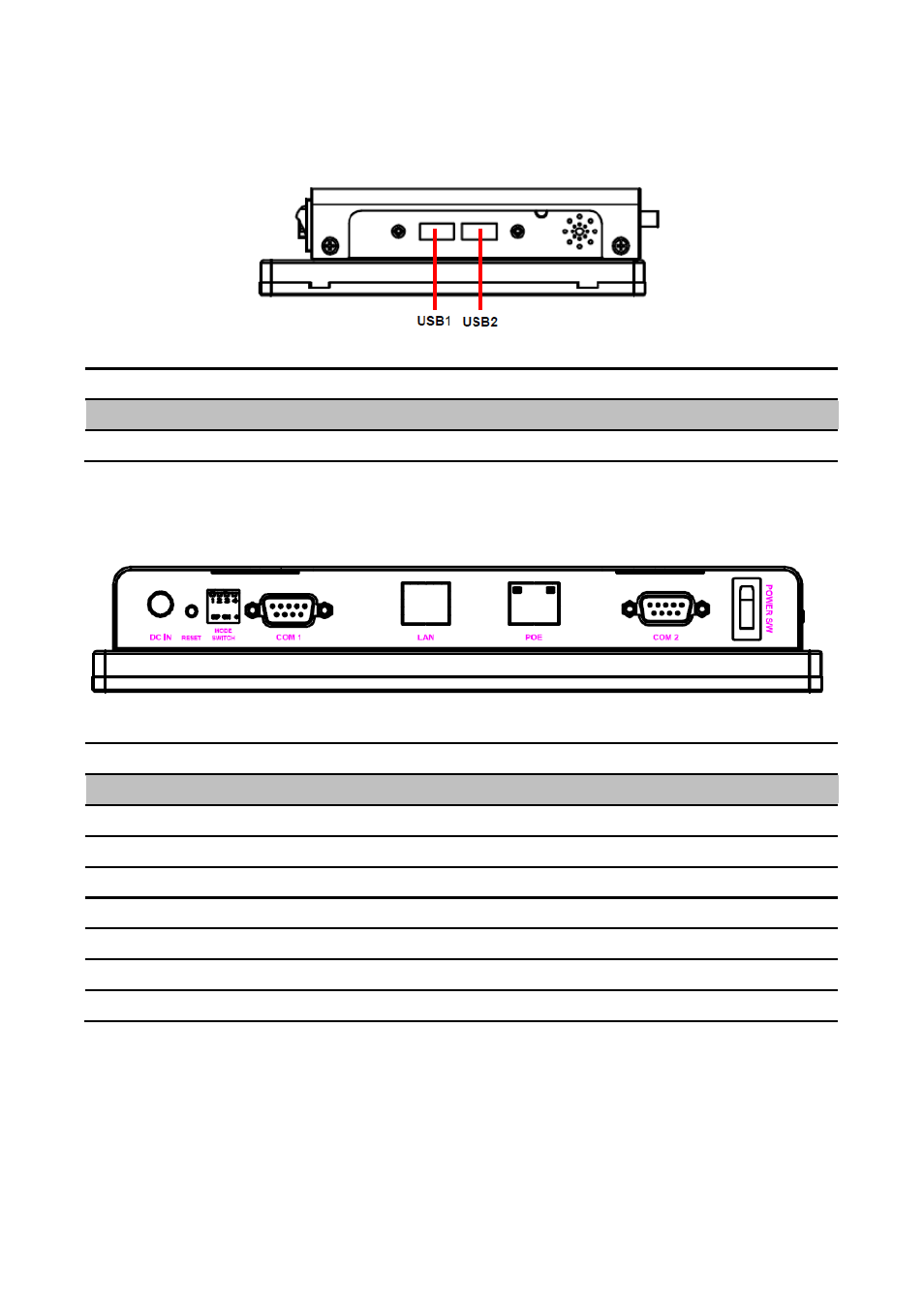 Left side view, Rear view, Connectors | Avalue BFC-10R1 User Manual | Page 7 / 12