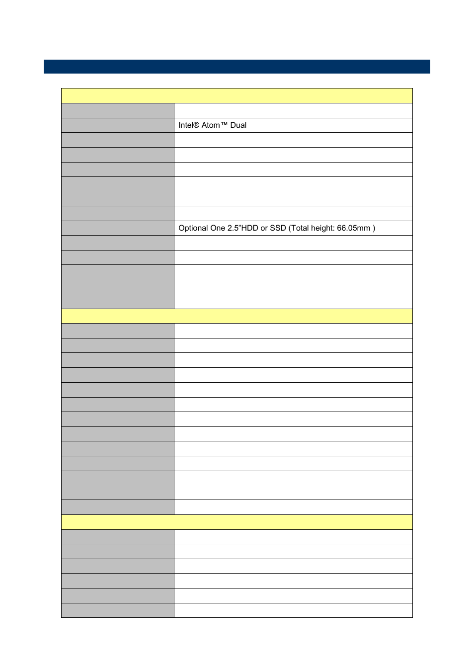 3 system specifications | Avalue BFC-10W7 User Manual | Page 3 / 12