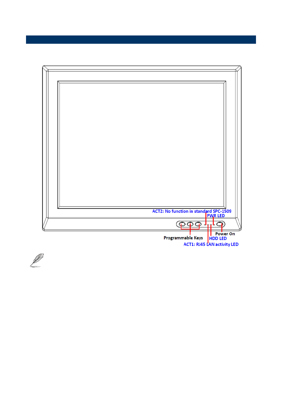 System overview, Front view | Avalue SPC-1509 User Manual | Page 7 / 9