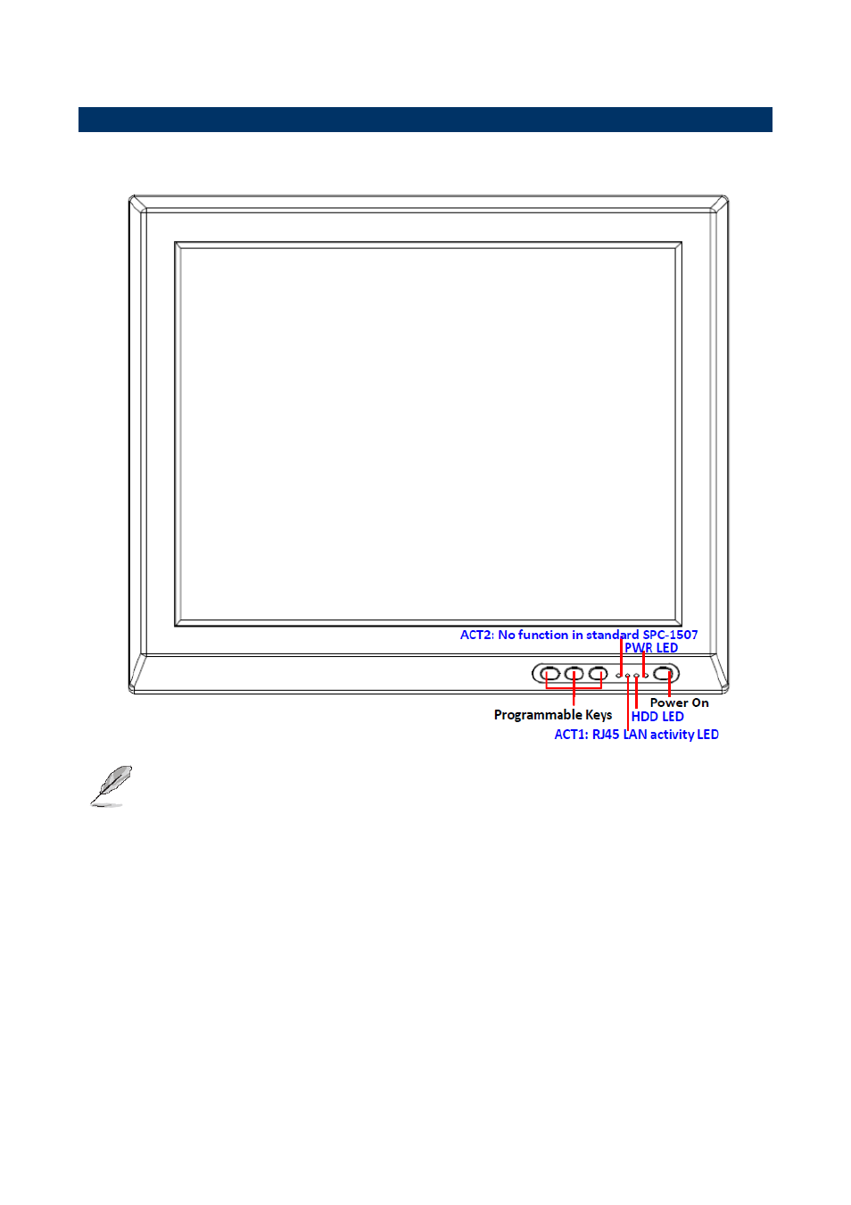 System overview, Front view | Avalue SPC-1507 User Manual | Page 7 / 9