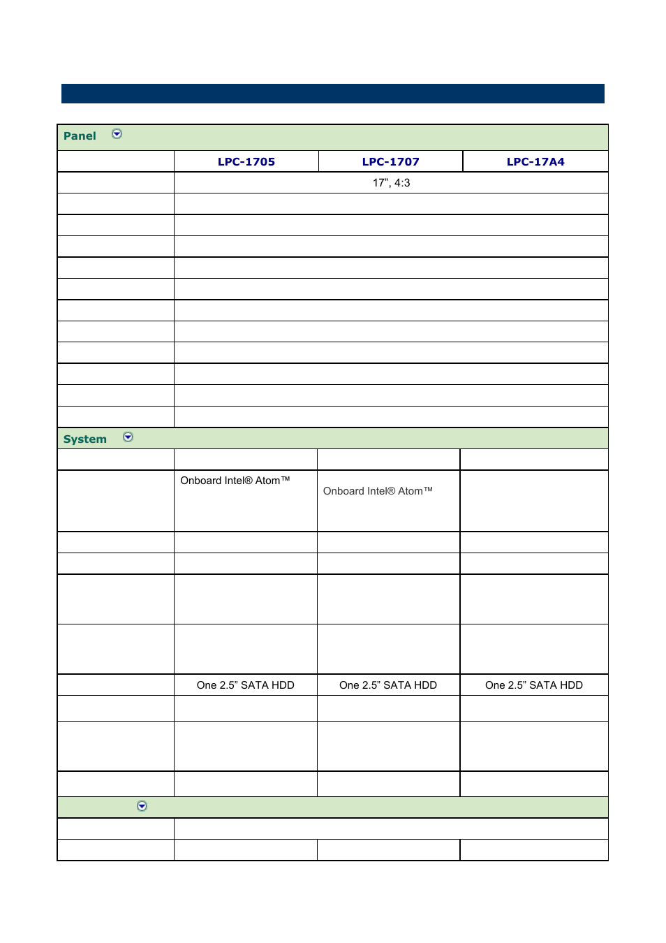 3 system specifications | Avalue LPC-1705 User Manual | Page 6 / 16