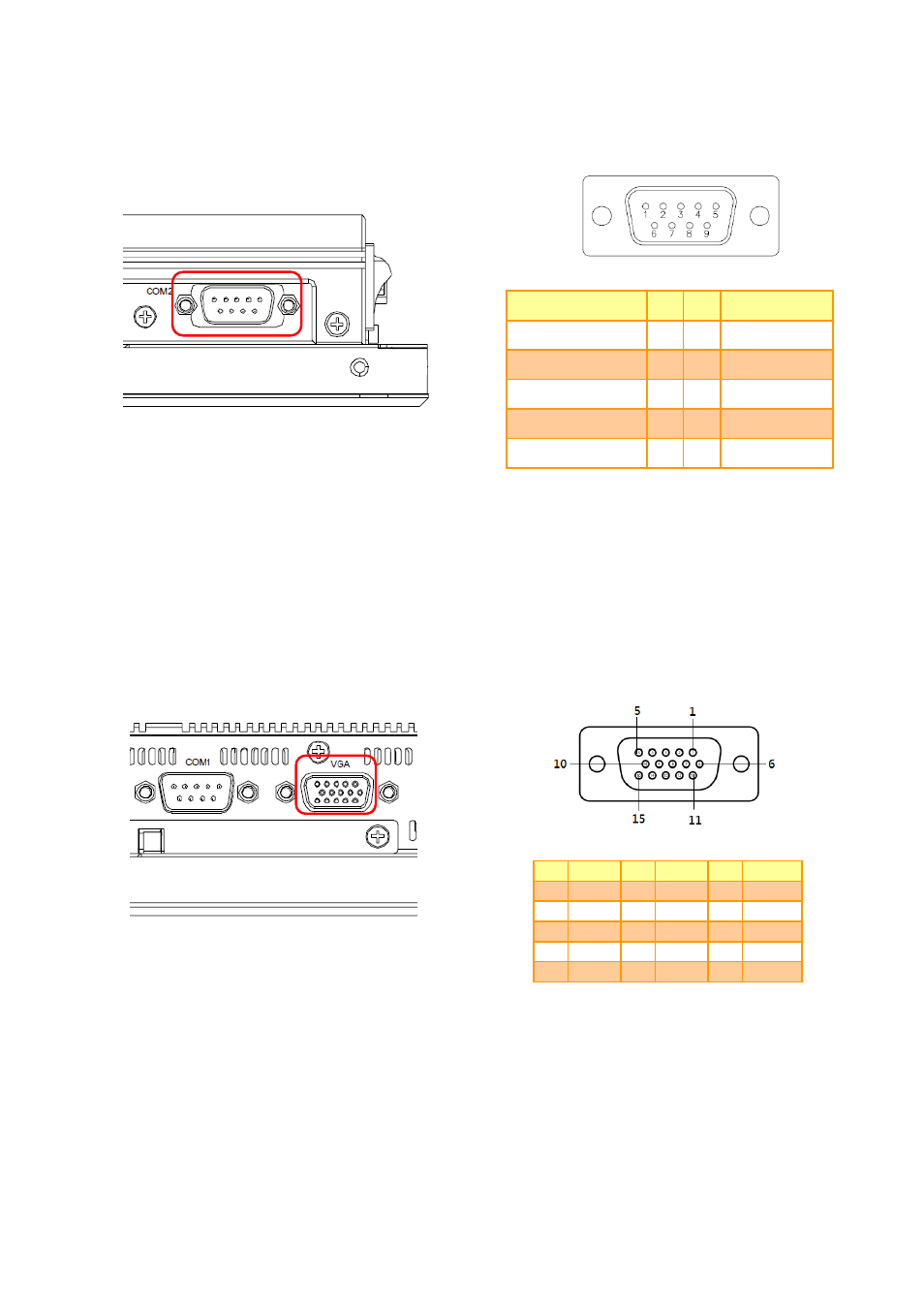 Serial port 2 connector (com2), Vga connector (vga) | Avalue LPC-0809 User Manual | Page 11 / 14