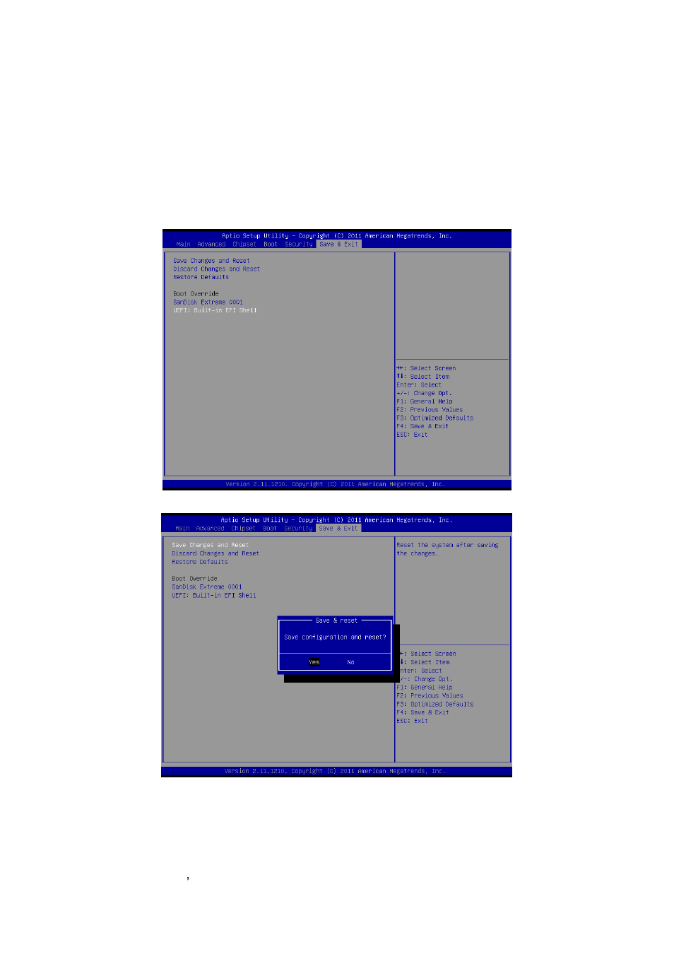 User password, Save & exit, Save changes and reset | Avalue EQM-A50M User Manual | Page 40 / 49