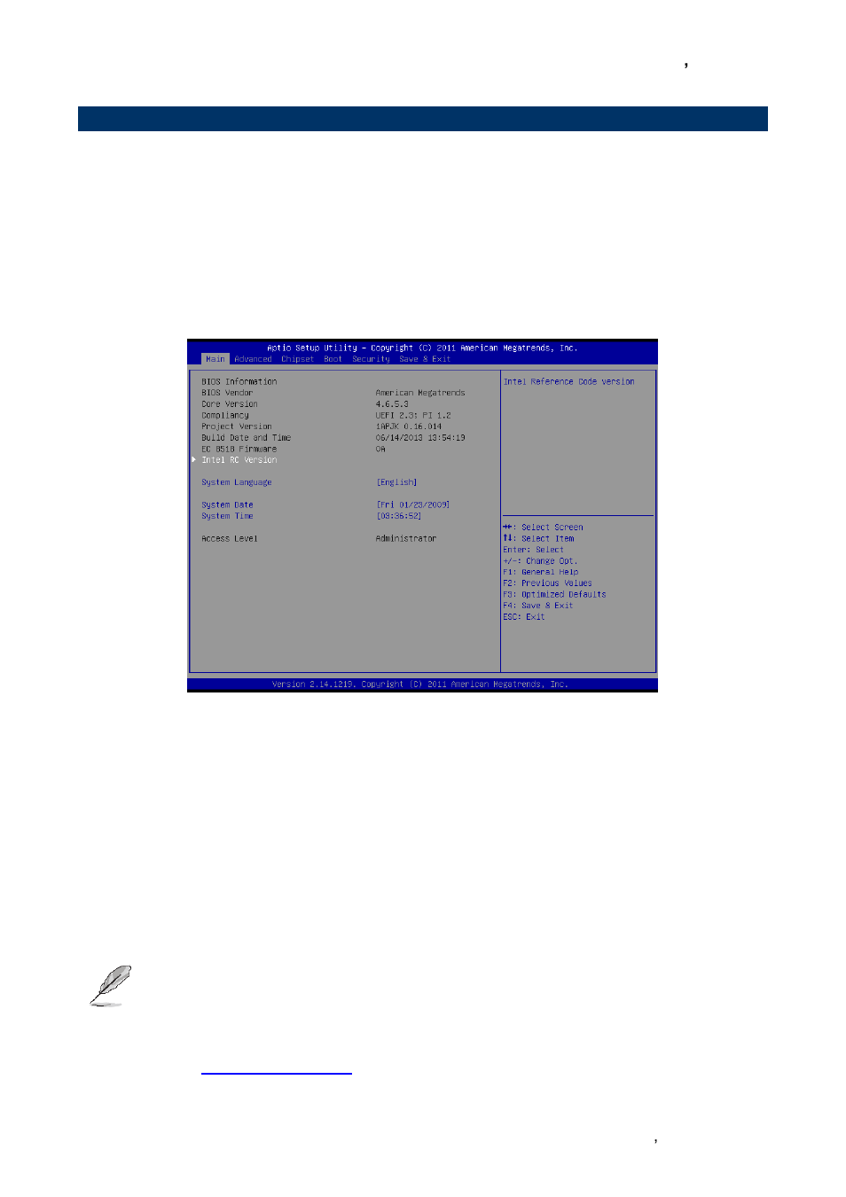 Bios setup, Main menu, System language | System date, System time | Avalue EQM-CDV User Manual | Page 23 / 59