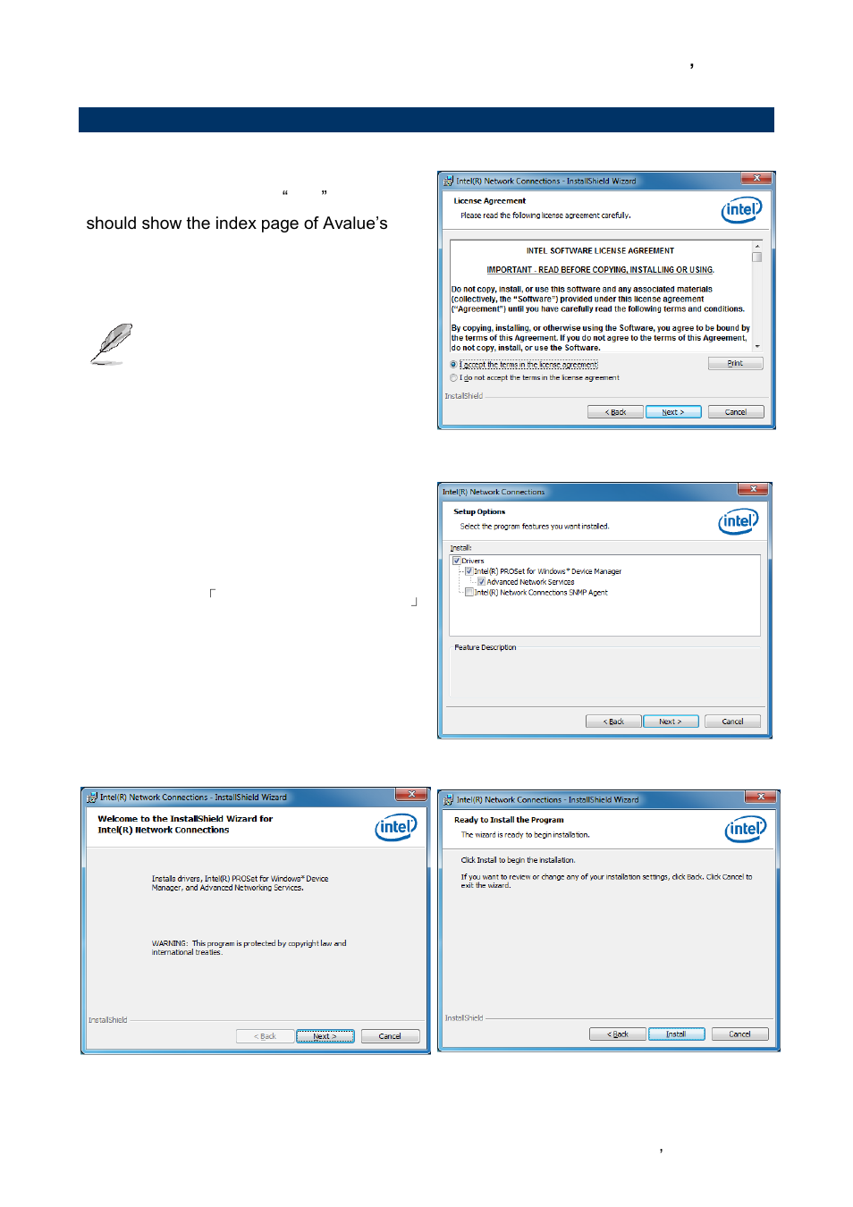 Install ethernet driver (for realtek 82574l) | Avalue EQM-CDV User Manual | Page 55 / 59