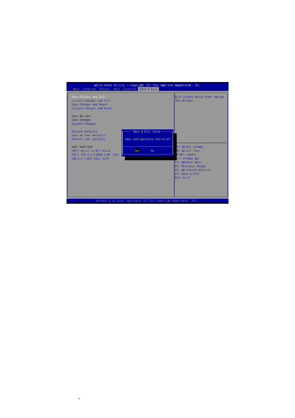 Save changes and exit, Discard changes and exit, Save changes and reset | Discard changes and reset, Save changes | Avalue EQM-CDV User Manual | Page 50 / 60