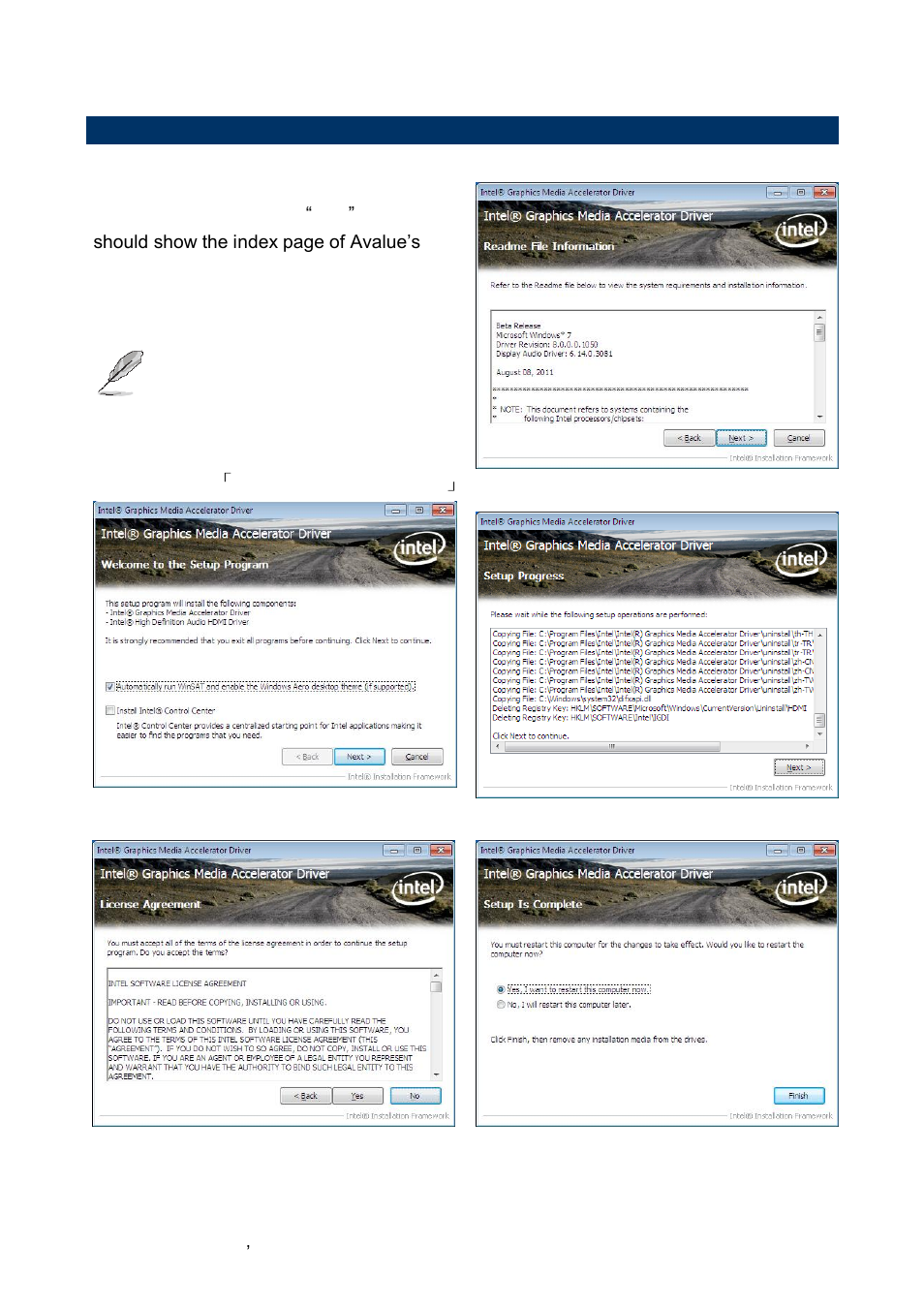 Install vga driver (for cedarview) | Avalue EQM-CDV User Manual | Page 54 / 60