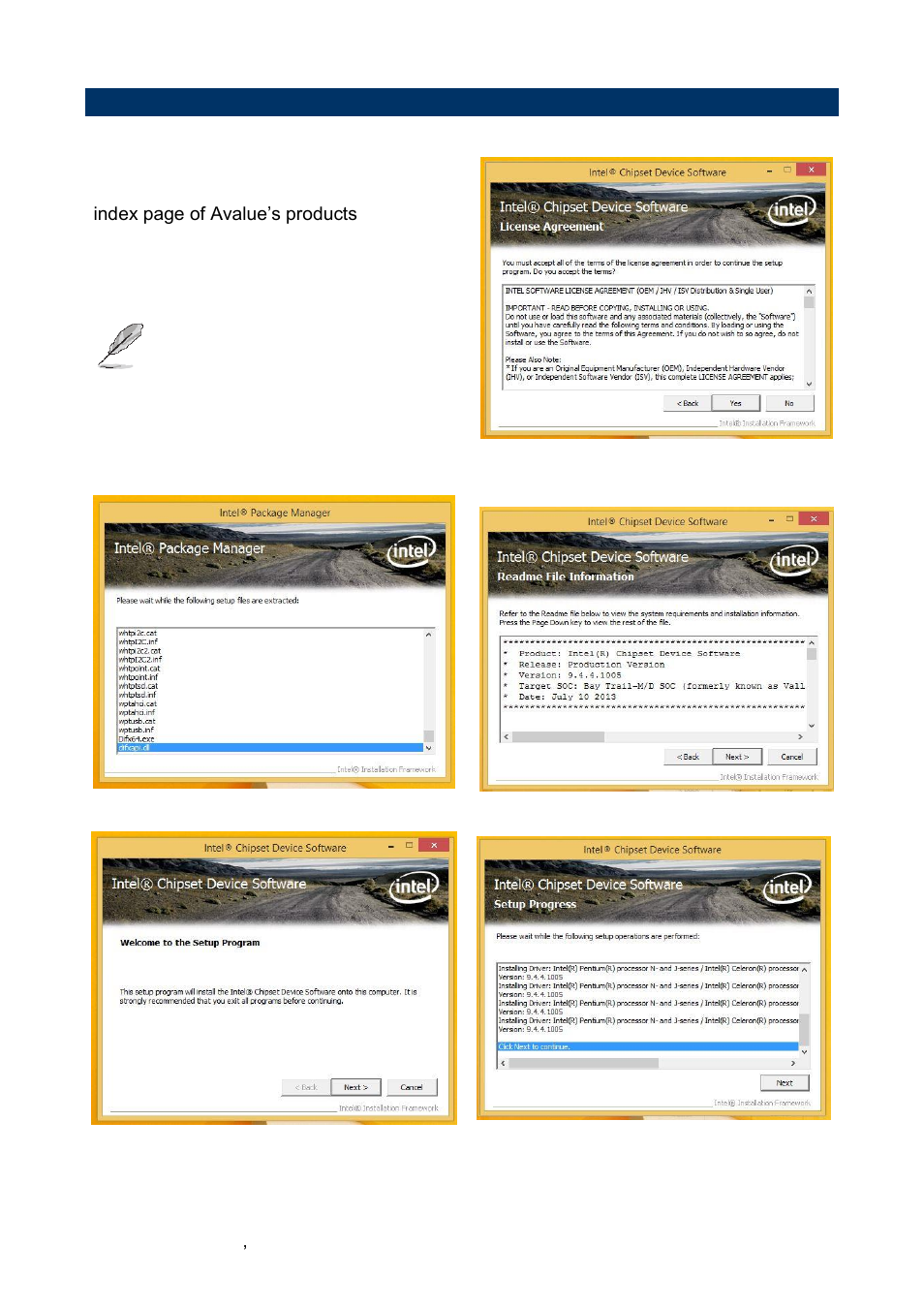 Install chipset driver | Avalue EQM-BYT User Manual | Page 44 / 53