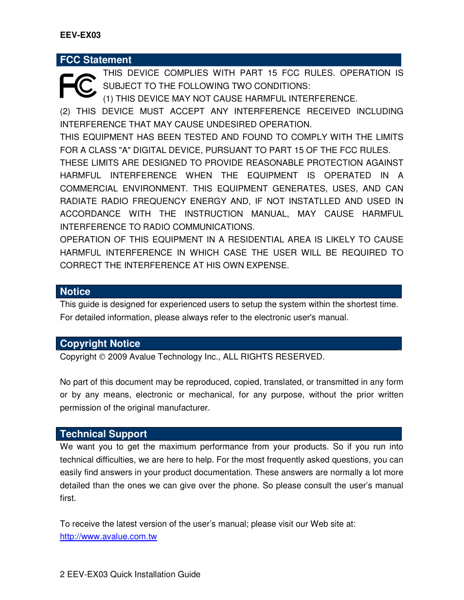 Avalue EEV-EX03 User Manual | Page 2 / 40