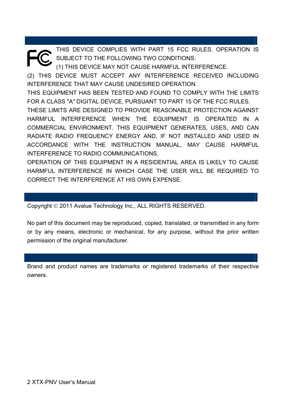 Avalue XTX-PNV User Manual | Page 2 / 67