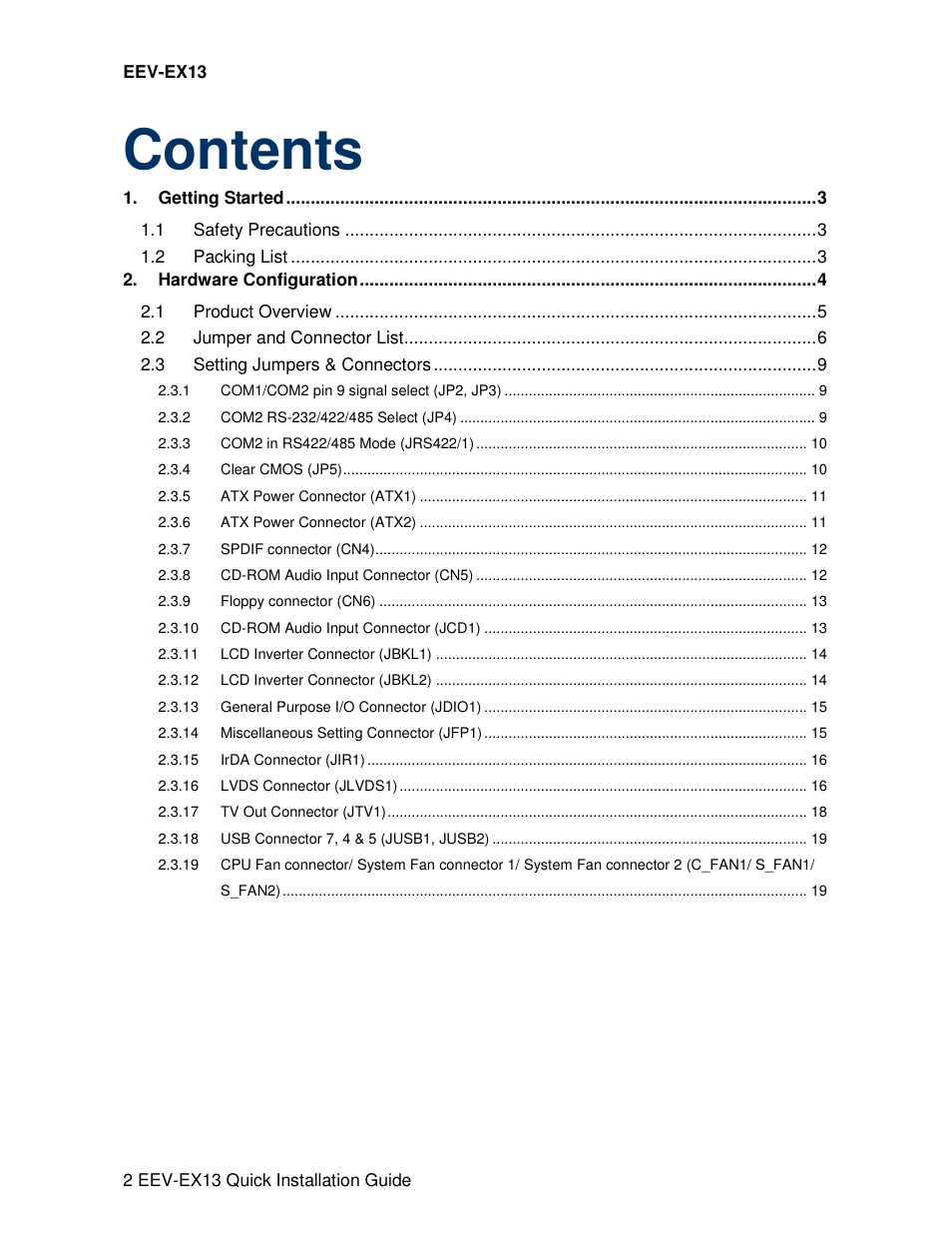 Avalue EEV-EX13 User Manual | Page 2 / 20