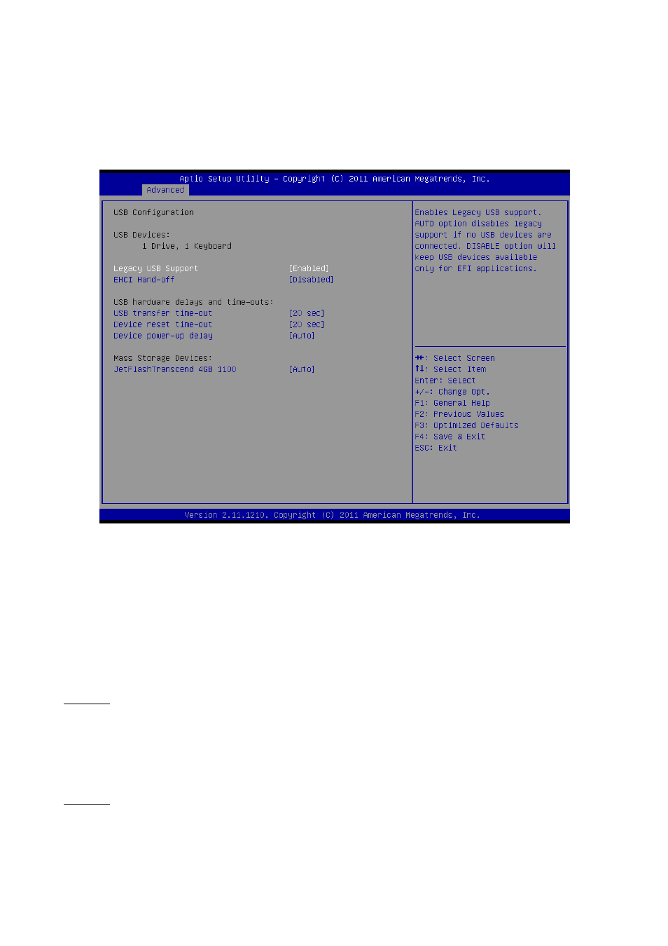 Usb configuration, 1 legacy usb support | Avalue ESM-A50M User Manual | Page 49 / 92