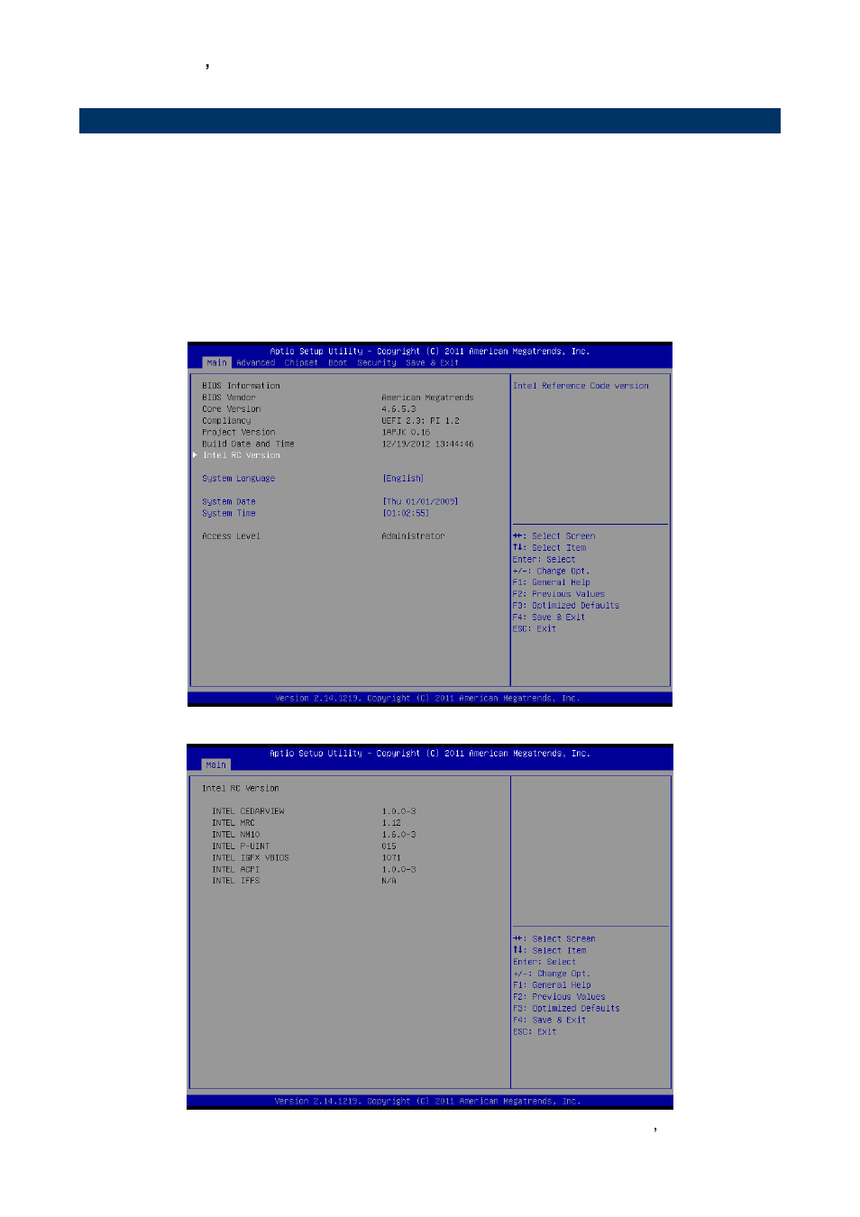 Bios setup, Main menu | Avalue ESM-CDV User Manual | Page 39 / 76